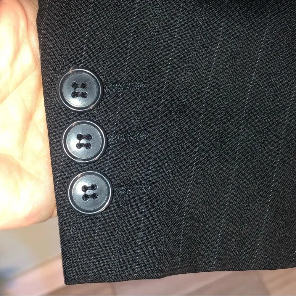 Vintage Yves Saint Laurent black blazer gray pinstripe sports coat suit size 46R